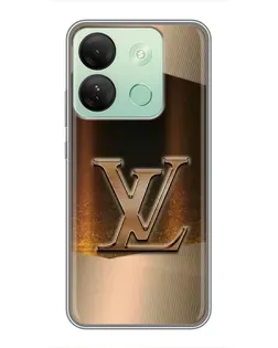 Чехол для Infinix Smart 7 HD с картинкой «LV — золотое сияние»