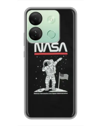 Чехол для Infinix Smart 7 HD с картинкой «NASA — шагаем по Луне»