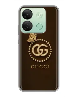 Чехол для Infinix Smart 7 HD с картинкой «Gucci — золотая бабочка»