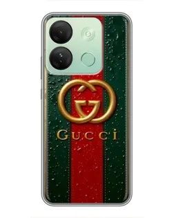Чехол для Infinix Smart 7 HD с картинкой «Gucci — фирменная полоса и золото»