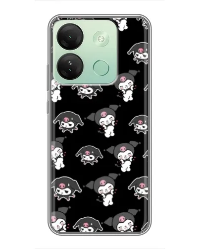 Чехол для Infinix Smart 7 HD с картинкой «Черный паттерн Kuromi»