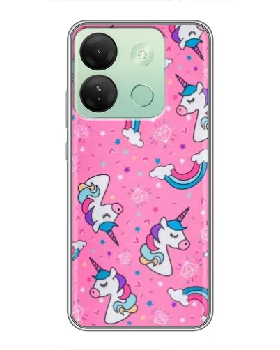 Чехол для Infinix Smart 7 HD с картинкой «Unicorn паттерн розовый»
