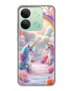 Чохол для Infinix Smart 7 HD з картинкою «Веселка і єдинороги»