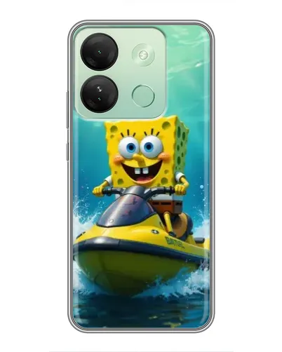 Чехол для Infinix Smart 7 HD с картинкой «Спанч Боб на гидроцикле»