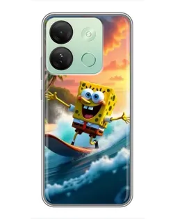 Чехол для Infinix Smart 7 HD с картинкой «Губка Боб серфингист»