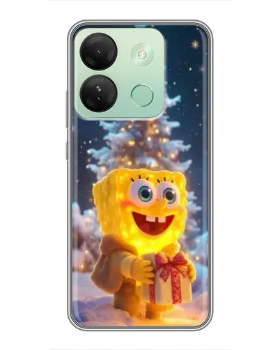 Чехол для Infinix Smart 7 HD с картинкой «Рождественский Спанч Боб»