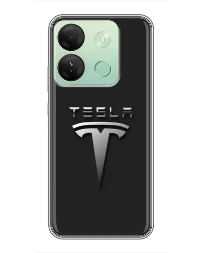 Чехол для Infinix Smart 7 HD с картинкой «Стальной логотип Tesla»