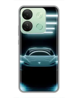 Чехол для Infinix Smart 7 HD с картинкой «Tesla в неоне»