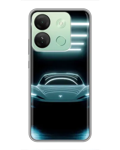 Чехол для Infinix Smart 7 HD с картинкой «Tesla в неоне»