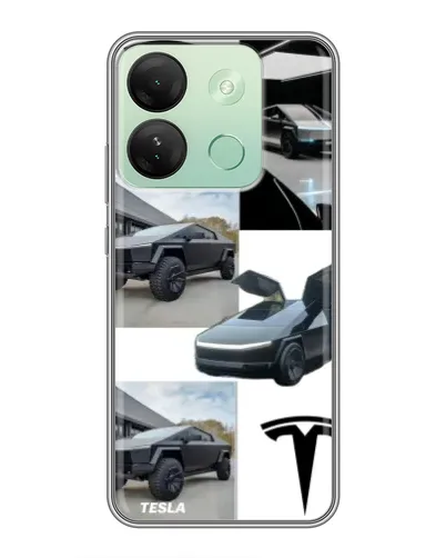 Чехол для Infinix Smart 7 HD с картинкой «Коллаж Cybertruck Tesla»