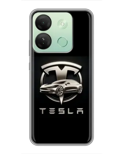 Чехол для Infinix Smart 7 HD с картинкой «Tesla — серебристое авто»