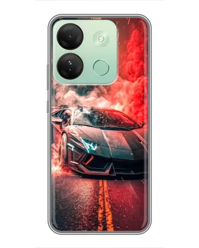 Чехол для Infinix Smart 7 HD с картинкой «Lamborghini красный дым»