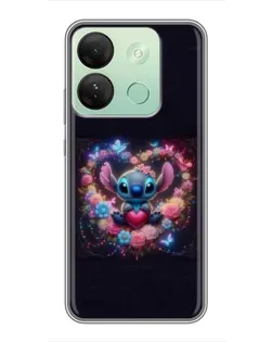 Чехол для Infinix Smart 7 HD с картинкой «Stitch в цветах»