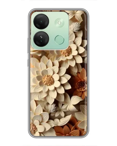 Чехол для Infinix Smart 7 HD с картинкой «Бежевый флористический декор»