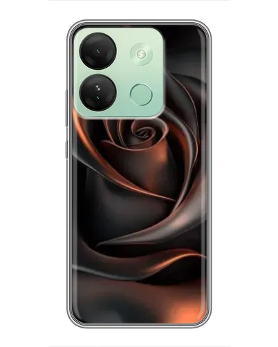 Чехол для Infinix Smart 7 HD с картинкой «Шелковая черная роза»