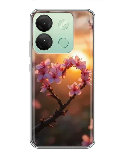 Чехол для Infinix Smart 7 HD с картинкой «Розовый цвет сердце на фоне заката»