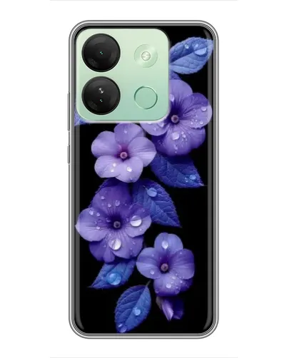 Чехол для Infinix Smart 7 HD с картинкой «Фиолетовые цветы с росою»