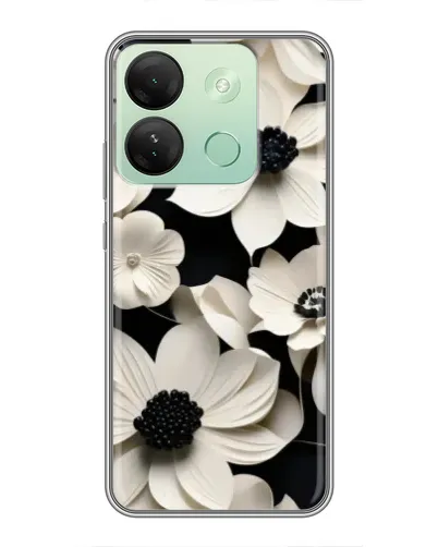 Чехол для Infinix Smart 7 HD с картинкой «Объемные белые цветы»