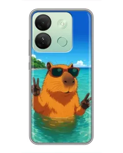 Чехол для Infinix Smart 7 HD с картинкой «Морская капибара»