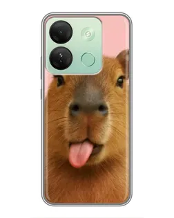 Чехол для Infinix Smart 7 HD с картинкой «Капибара с языком»