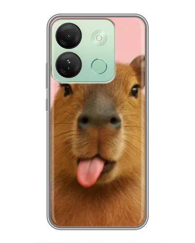 Чехол для Infinix Smart 7 HD с картинкой «Капибара с языком»