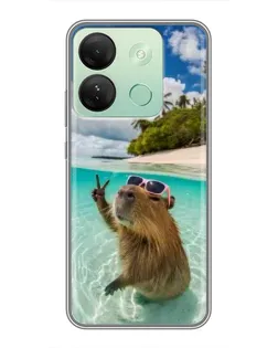 Чехол для Infinix Smart 7 HD с картинкой «Капибара на море»