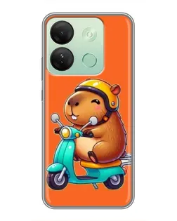 Чехол для Infinix Smart 7 HD с картинкой «Капибара на скутере»