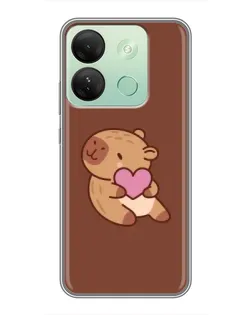 Чехол для Infinix Smart 7 HD с картинкой «Капибара с сердцем»