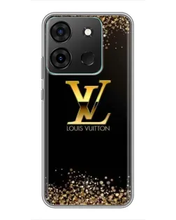 Чехол для Infinix Smart 7 с картинкой «LV — золотые искры»