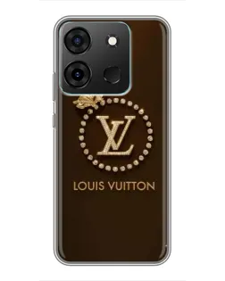 Чехол для Infinix Smart 7 с картинкой «LV — золотая печать»