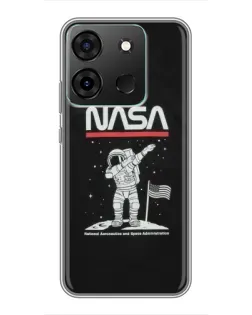 Чехол для Infinix Smart 7 с картинкой «NASA — шагаем по Луне» Чехол для Infinix Smart 7 с картинкой «NASA — шагаем по Луне»