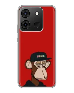 Чехол для Infinix Smart 7 с картинкой «Bored Ape — красный фон» Чехол для Infinix Smart 7 с картинкой «Bored Ape — красный фон»
