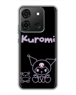 Чехол для Infinix Smart 7 с картинкой «Kuromi — черный минимализм»