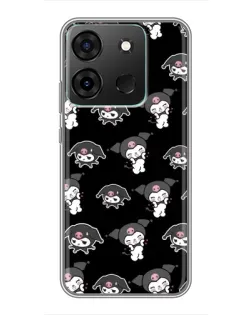 Чехол для Infinix Smart 7 с картинкой «Черный паттерн Kuromi»