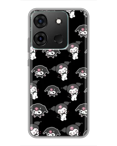 Чехол для Infinix Smart 7 с картинкой «Черный паттерн Kuromi»