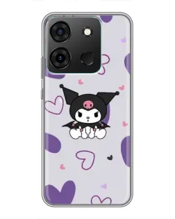 Чехол для Infinix Smart 7 с картинкой «Kuromi и лавандовые сердца»