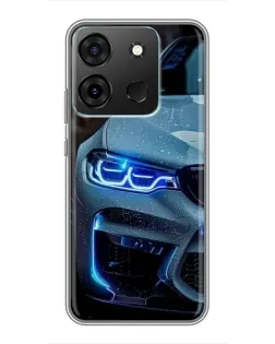 Чехол для Infinix Smart 7 с картинкой «Взгляд BMW с синими фарами» Чехол для Infinix Smart 7 с картинкой «Взгляд BMW с синими фарами»
