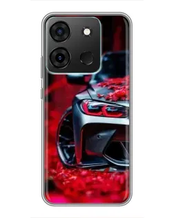 Чехол для Infinix Smart 7 с картинкой «Спортивная BMW и цветы» Чехол для Infinix Smart 7 с картинкой «Спортивная BMW и цветы»