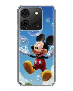 Чехол для Infinix Smart 7 с картинкой «Mickey и мыльные пузыри»