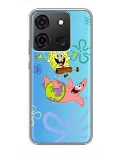 Чехол для Infinix Smart 7 с картинкой «Спанч Боб и Патрик»