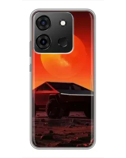 Чехол для Infinix Smart 7 с картинкой «Cybertruck на Марсе»