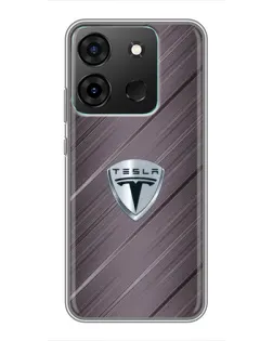 Чехол для Infinix Smart 7 с картинкой «Металлическая текстура Tesla»