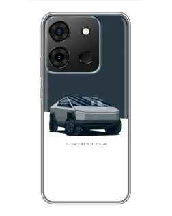Чехол для Infinix Smart 7 с картинкой «Серебристый Cybertruck Tesla»