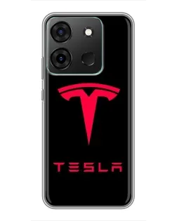 Чехол для Infinix Smart 7 с картинкой «Tesla Red Logo»