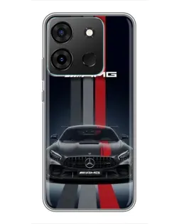 Чехол для Infinix Smart 7 с картинкой «Mercedes — белый карбон»