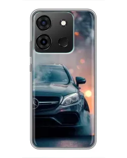 Чехол для Infinix Smart 7 с картинкой «Mercedes — ночной город»