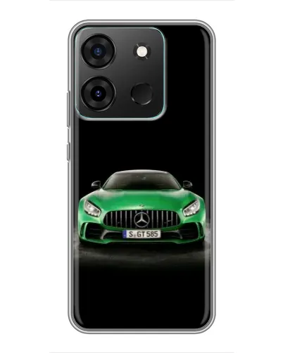 Чехол для Infinix Smart 7 с картинкой «Mercedes — неоновый лого»
