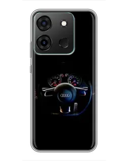 Чехол для Infinix Smart 7 с картинкой «Салон Audi — руль»