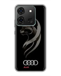 Чехол для Infinix Smart 7 с картинкой «Графика — пантера и Audi»