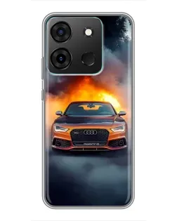 Чехол для Infinix Smart 7 с картинкой «Audi в огненном дыму»